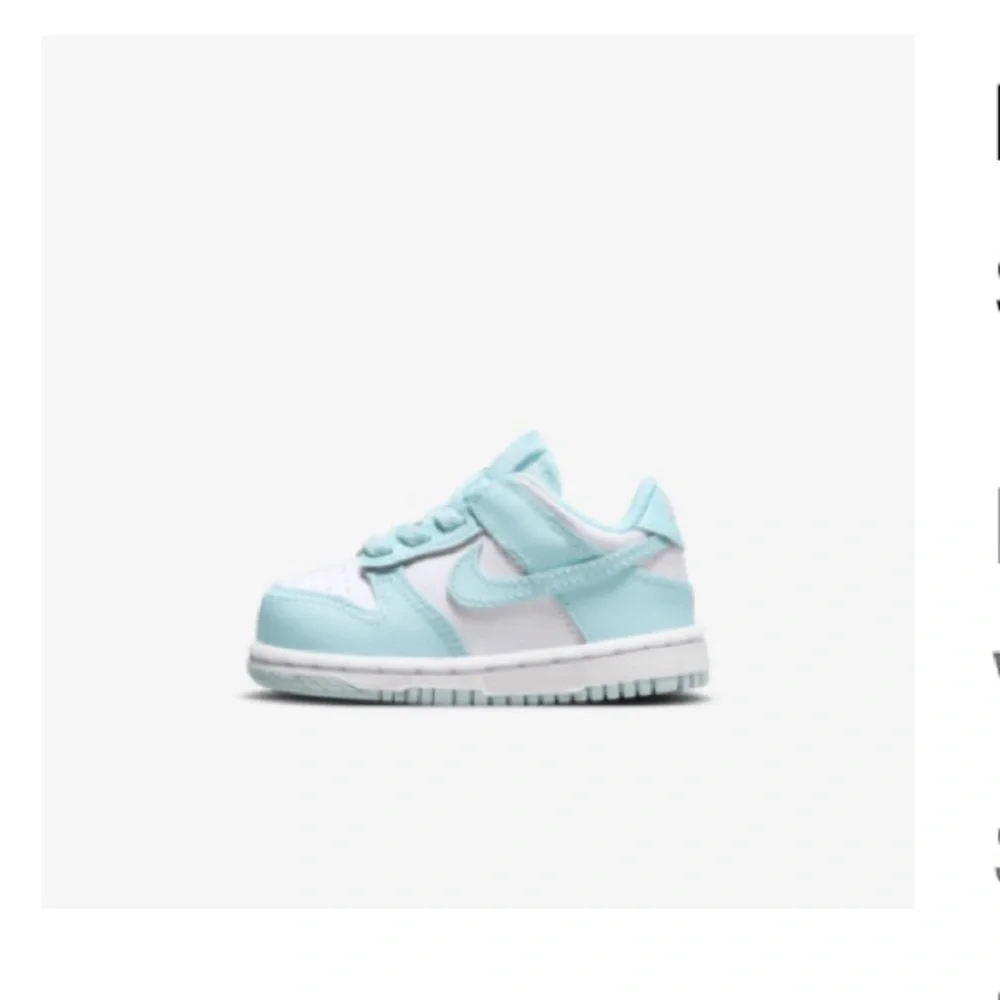 NEW Nike Baby Dunk Low White and Glacier Blue Size 4